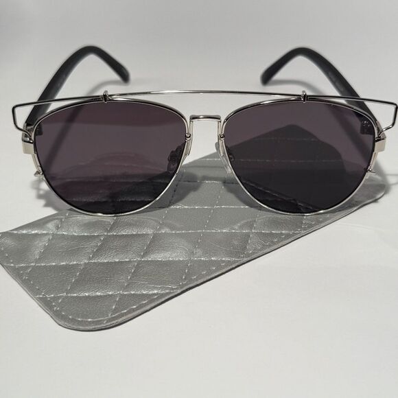 1639 NEW Silver Aviator Sunglasses with Top Bar Detail - Edgy Modern Style - Picture 2 of 9